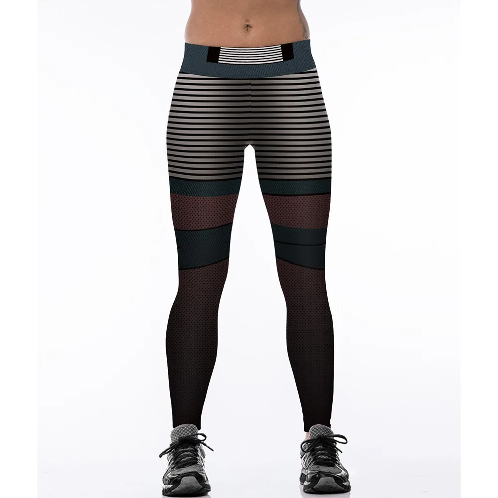 Lotus Print Hip Push Up Leggings Women High Waist Elastic