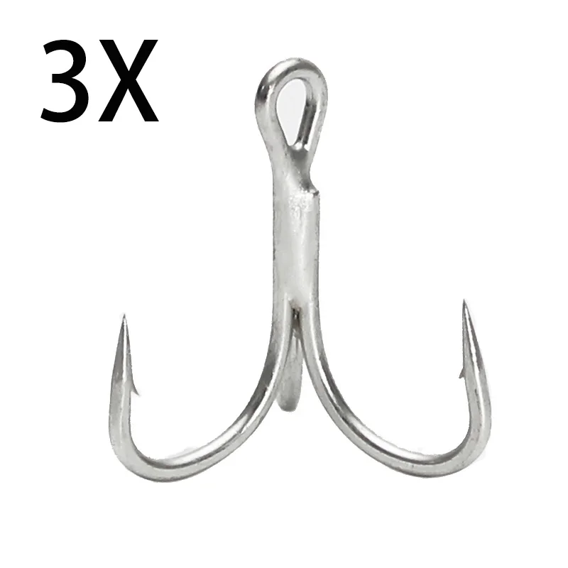 

10pcs/Lot High Carbon Steel Treble Fishing Hooks Silver Hard Lure 3X Triple Artificial Lure Fishhooks Size 1 2 4 6 8