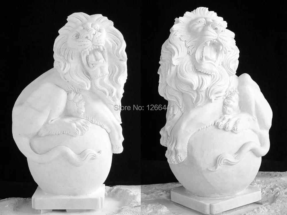 Lifesize Carved Natural Stone Lion Sculpture Gate Statue Decoration