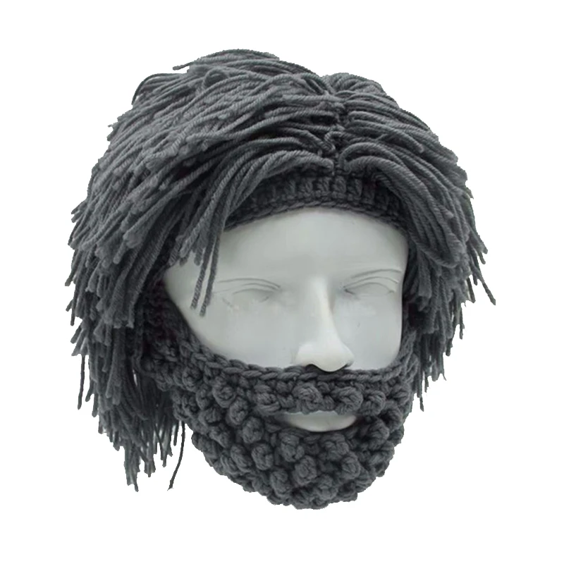 Fashion Men Handmade Knitted Wig Bearded Funny Hat Winter Beard Beanies Face Tassel  Warm Cap Outdoor Creative Ski Caps CP0317 (1)