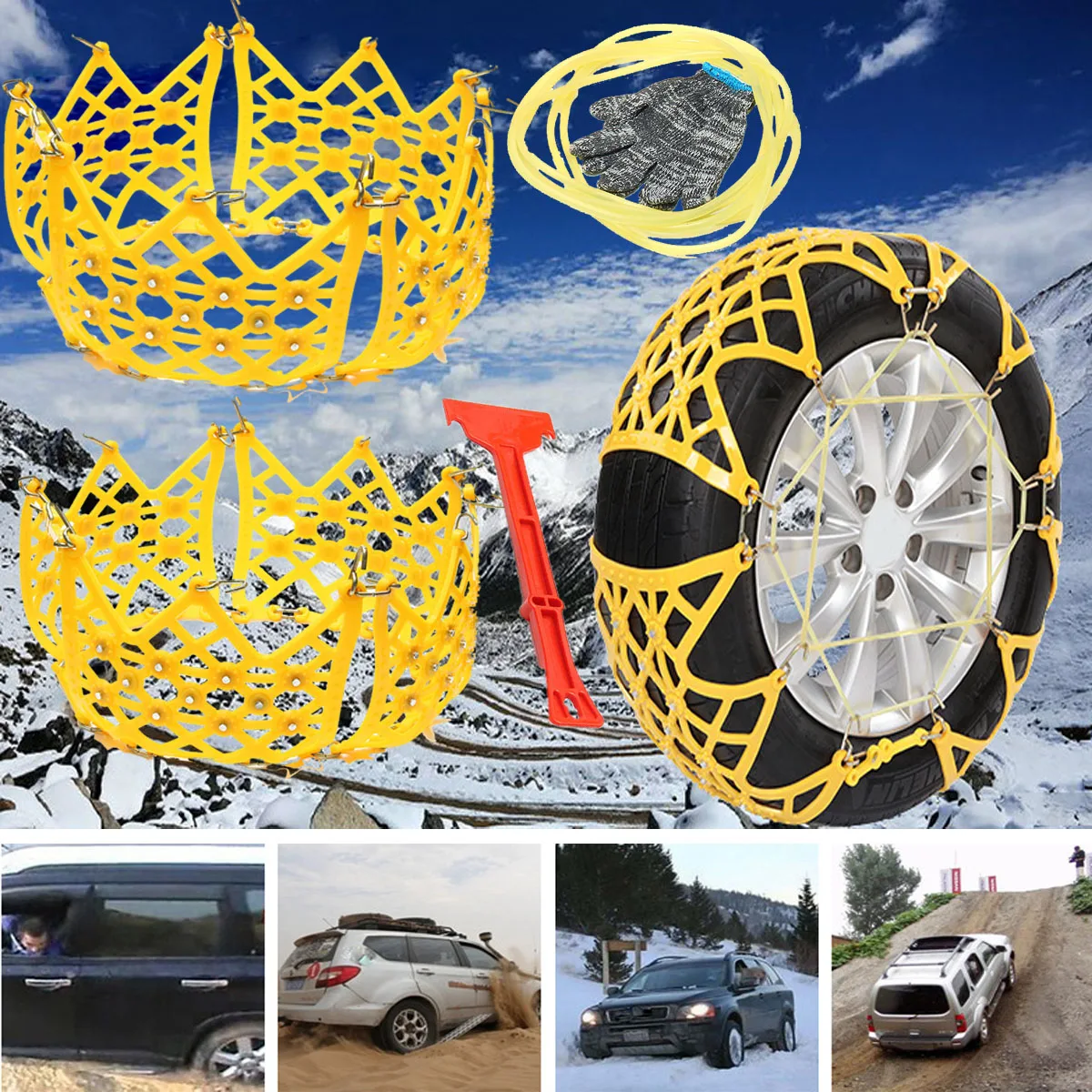 

Autoleader Car Anti-Skid Snow Chain Mud Antiskid Chains for Car/Truck Snow Wheel Tyre + Shovel + Gloves
