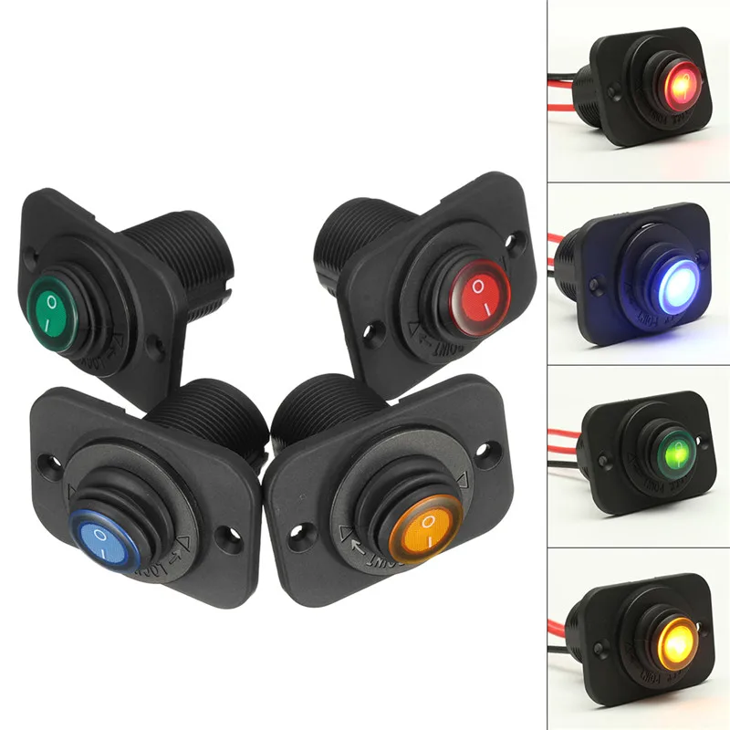 

12V Waterproof Rocker Boat On-Off Toggle Switch SPST Marine Panel Socket Round Rocker Switch