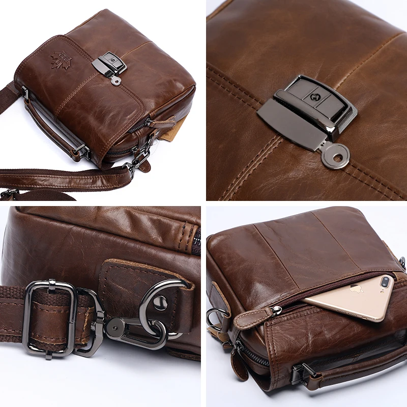 Дешево Сумка мессенджер из натуральной кожи для мужчин, сумка через плечо, деловой портфель для ноутбука, чехол для документов, кожаные сумки, модн...
