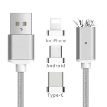 Магнитный кабель usb type C/Micro USB/IOS 3 в 1 Магнитный зарядный кабель для мобильного телефона Быстрая зарядка Магнитный Micro USB кабель адаптер