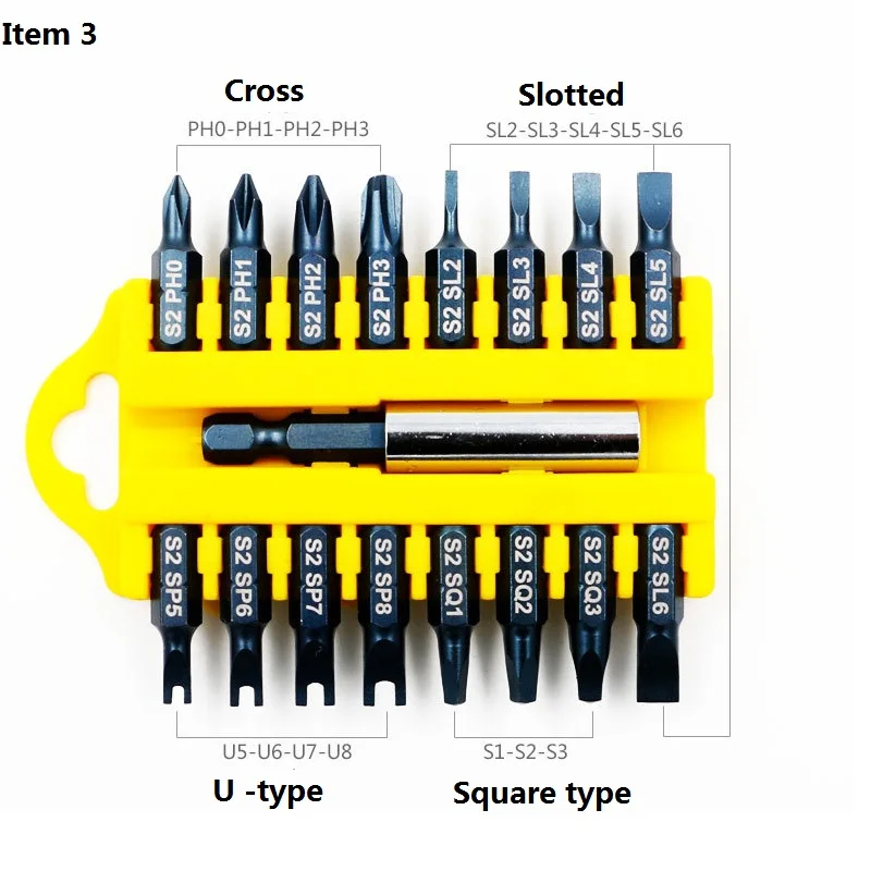 17 шт. набор промышленных отверток Крестовая шлицевая Шестигранная Сливовая u-образная квадратная Pozidriv y-образная отвертка с стержень адаптера отвертка