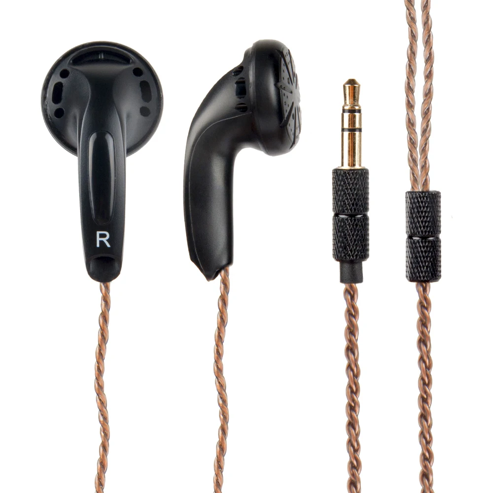 Wooeasy DIY EMX500 In ear Earphones Flat Head Plug Earphone HiFi Bass Earbuds DJ Earbuds Heavy