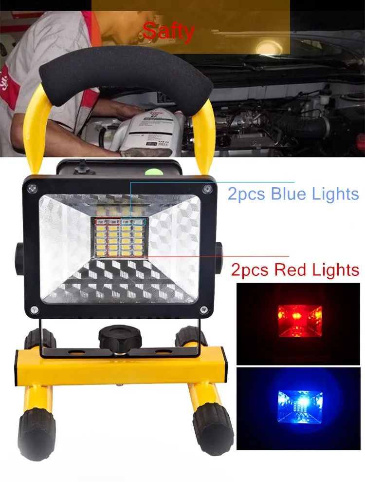 Rechargeable LED Flood Light 24 LED Floodlight Waterproof 220V/110V LED Spotlight Outdoor Emergency Work Lighting with Charger floodlight bunnings