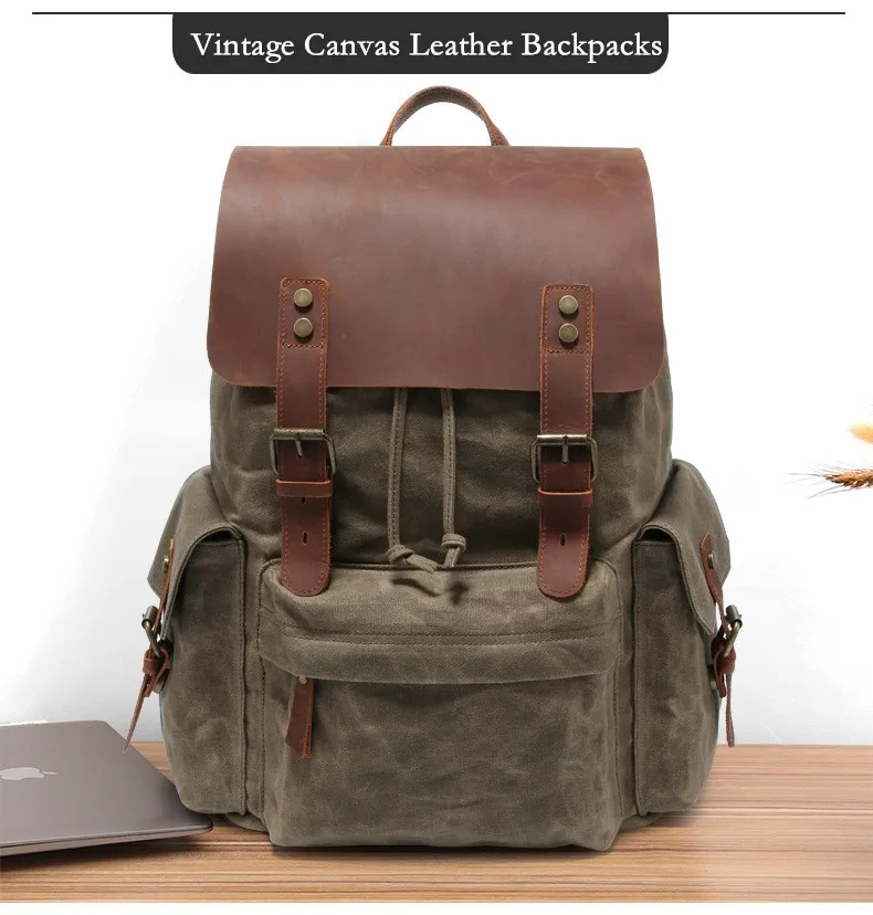 Latvia vintage Waxed Canvas Backpack