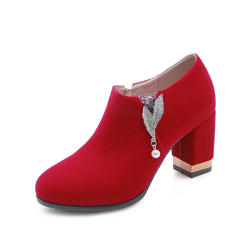 SARAIRIS/большой размер 52; модные туфли на высоком каблуке; Новинка; Лидер продаж; женские туфли-лодочки; пикантные вечерние туфли на массивном каблуке - Цвет: Красный