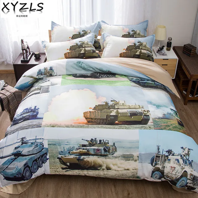 XYZLS Tank Queen Cotton Bedding Set Single King Full Twin Military
