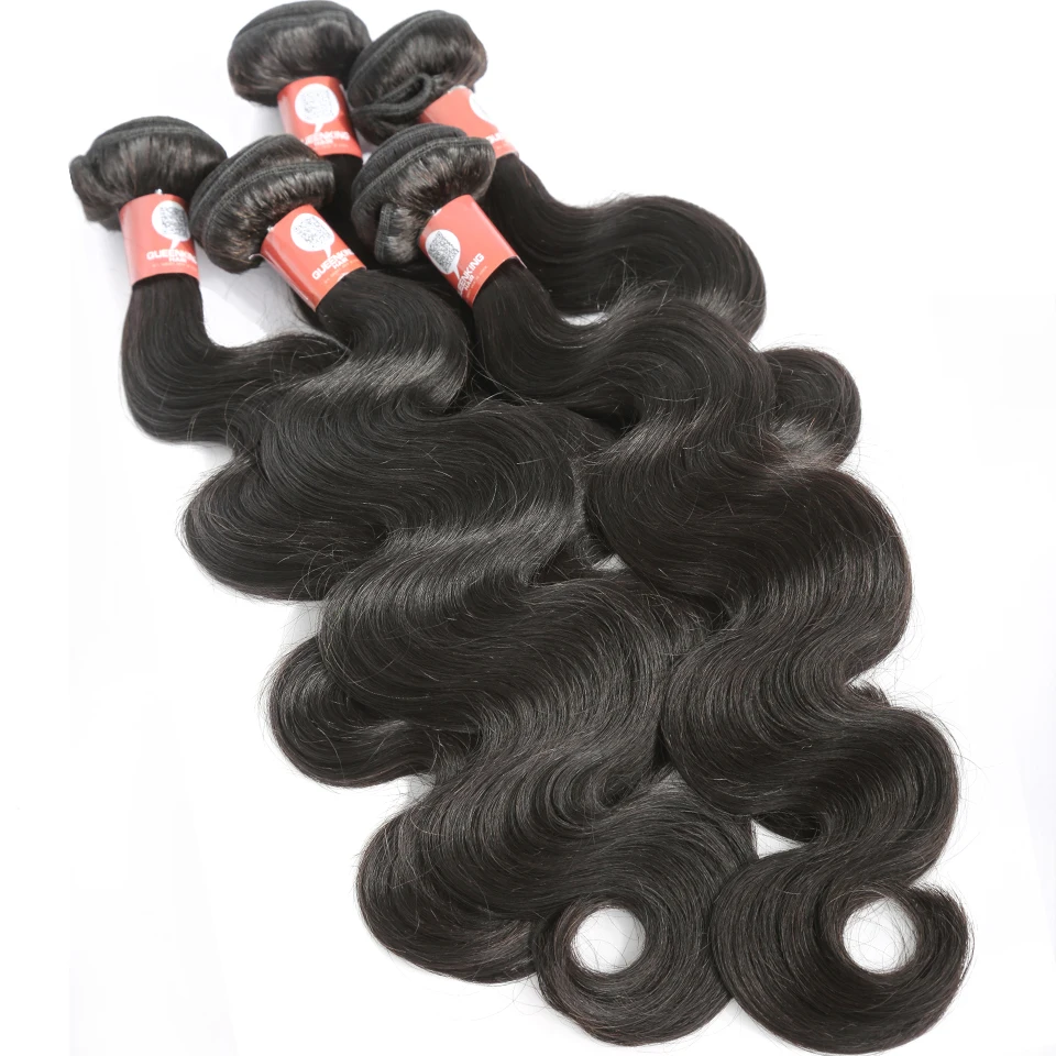 QueenKing волосы перуанские волнистые пучки волос Remy 10-24 дюймов натуральный цвет человеческие волосы ткачество