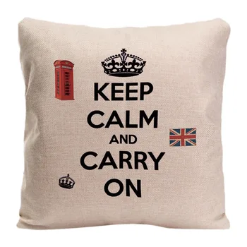 

Kingtime Keep Calm and Carry on Cushion Cover Crown and British Flag Home Decor Pillow Case for Car Sofa Cotton Linen Pillowcase