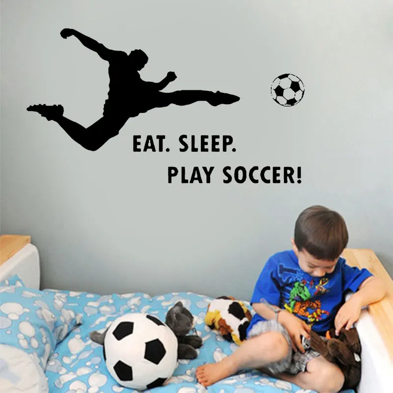 Eat Sleep Play Soccer Boy Wall Decal Vinyl Art Sticker Quote Decoration S03 