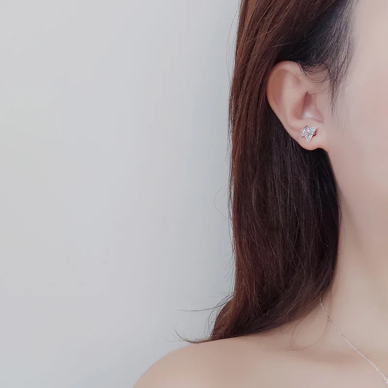 

KL347 New Design Creative Jewelry Elegant Triangle Crystal Earrings Silver Earrings Women Stud Earrings