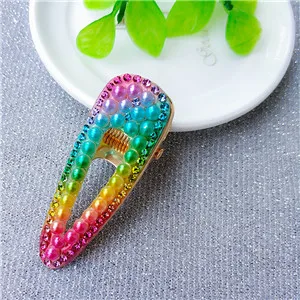 Free shipping korea style Neon color bead hairpins lovely women's hair accessories ins girl's rainbow Duckbill clip hairclips - Цвет: 1