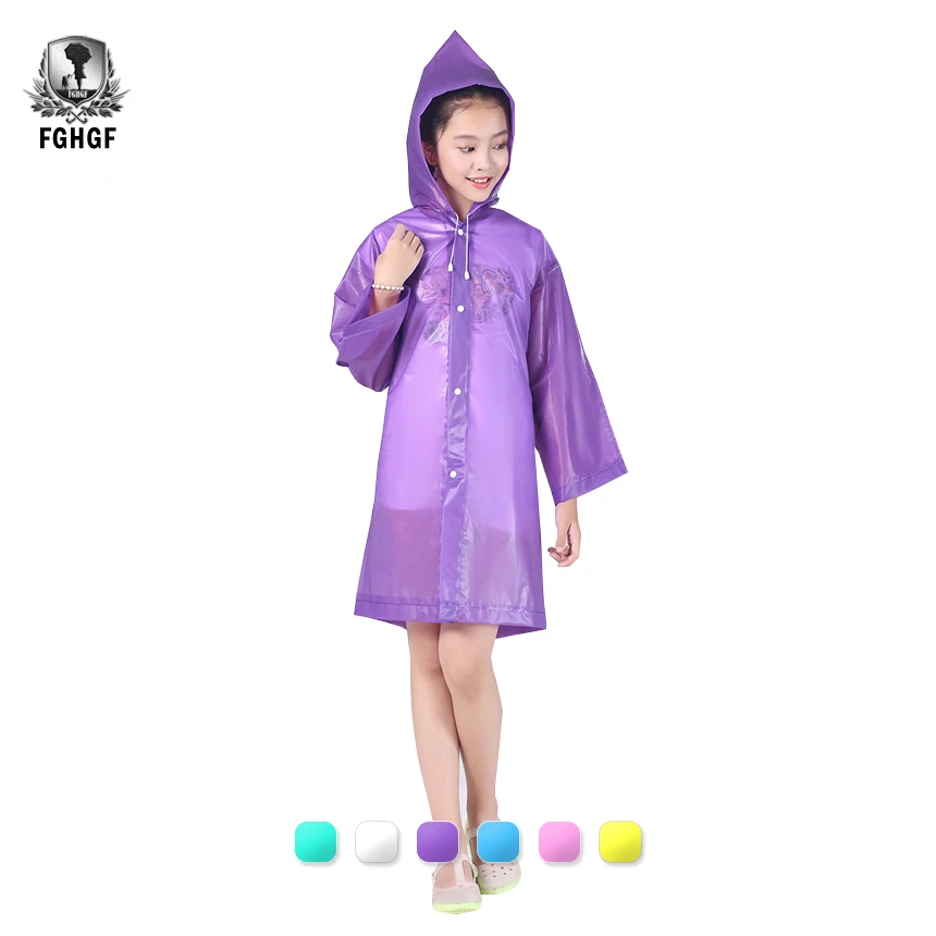 Children Boy Girl Kid Raincoat Rain Coat Rainwear Suit Poncho Cape Hooded Jacket
