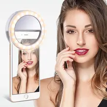 Кольцевой светильник с зажимом для селфи для фотосъемки 36 светодиодный USB зарядное устройство круглая форма макияж селфи светильник для IPhone X 8 ipad смартфон камера