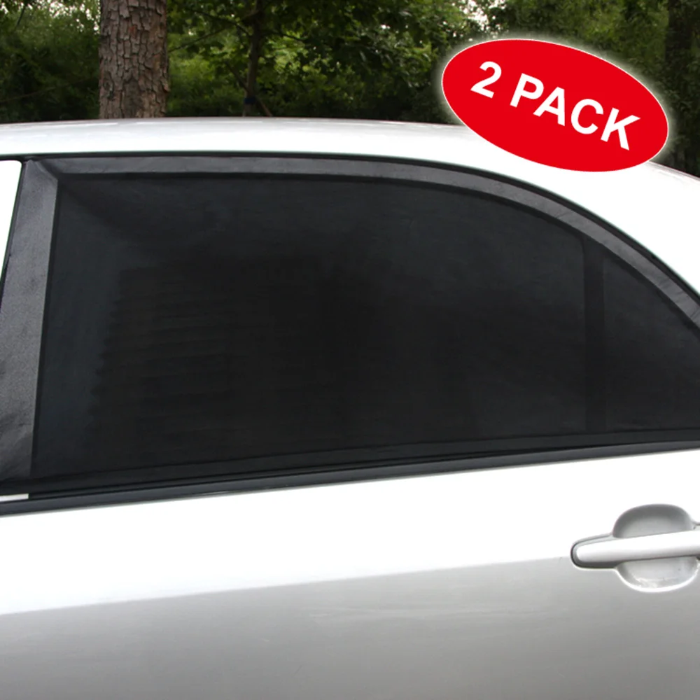 2PCS Adjustable Auto Car Side Window Sun Shade Black Mesh Solar