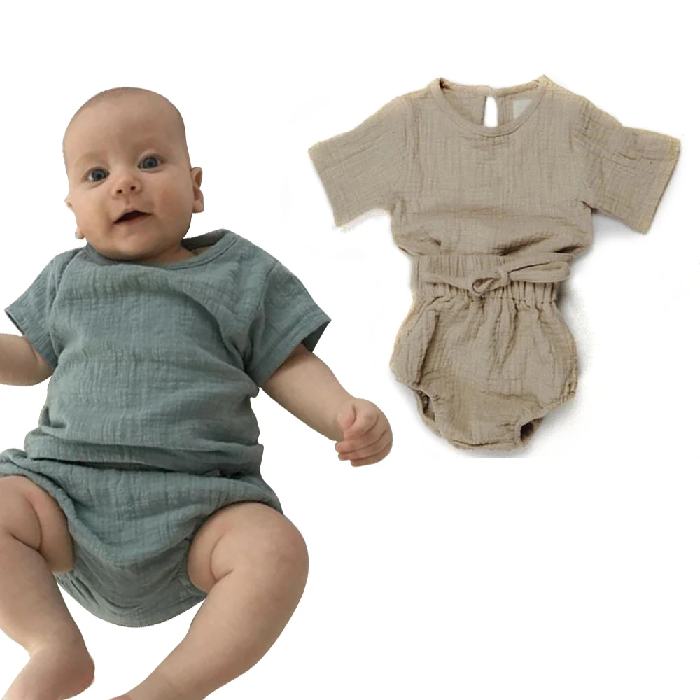 

Summer Toddler Girl Clothes Girls Summer Clothes Girl Outfit Solid Linen Casual Set Fashion Ins Pullover Short Clothing For Boys