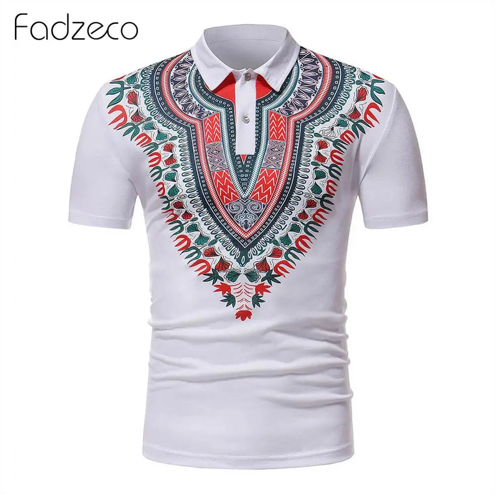 Африканская футболка Fadzeco мужская летняя Дашики племенной принт короткий рукав