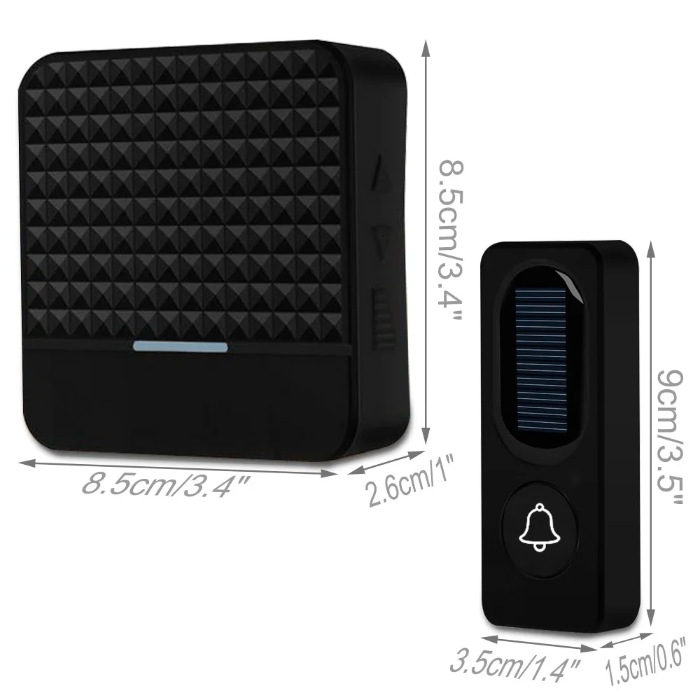 Wireless Doorbell Solar Powered Waterproof Wireless DoorBell EU US UK Plug Smart Door Bell Chime 1 Button 1 Receiver