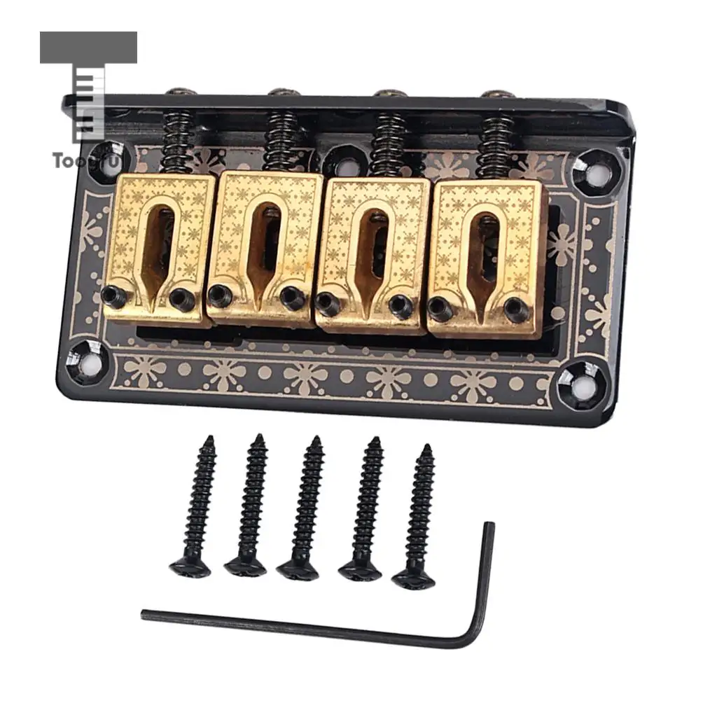 Tooyful Exquisite 1 Set 4 String Guitar Saddle Bridge Hardtail for Cigar Box Guitar ReplacementParts Black