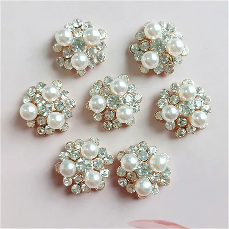 

10PCS Metal Alloy Silver Crystal Rhinestones Imitation Pearl Oval Flowers Connectors DIY Headwear Accessories For Jewelry Making
