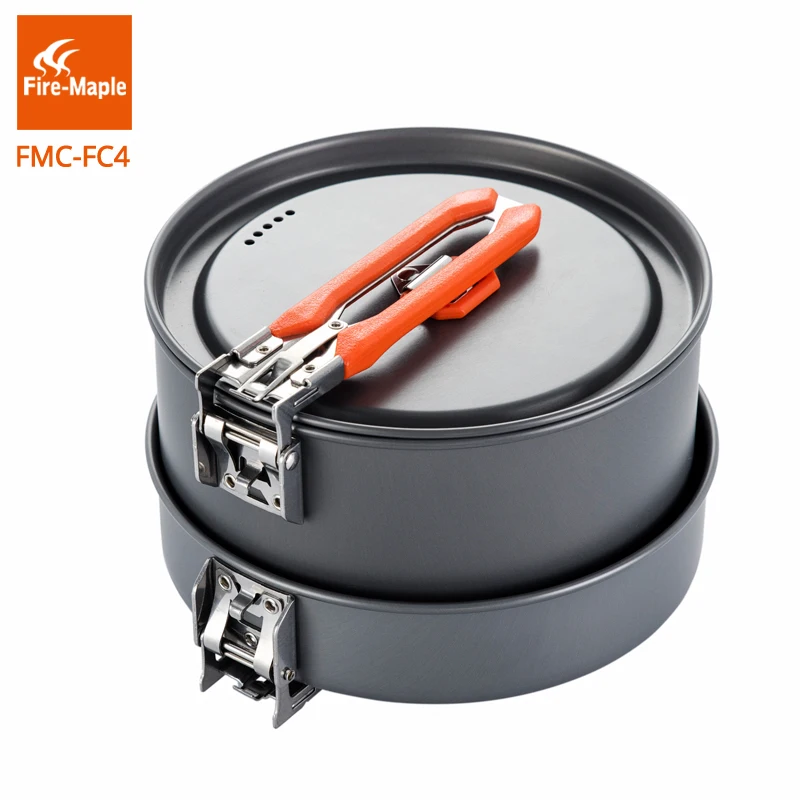 Skup Ogień Maple naczynia turystyczne odkryty zestaw Pinic FMC FC4 twardy zestaw do gotowania ze stopu Aluminium 1 Frypan 1 zestaw garnków przenośne garnki kempingowe
