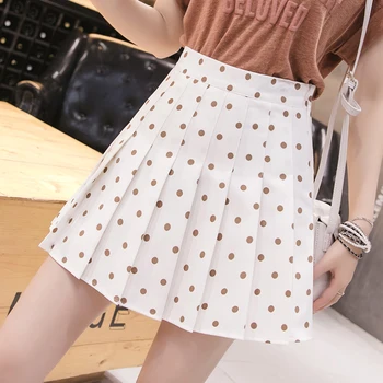 

Korean Ulzzang Casual Dot Pleated Skirt Women Summer 2019 New Black and White High Waist Mini Skirt Korean Schoolgirl Streetwear