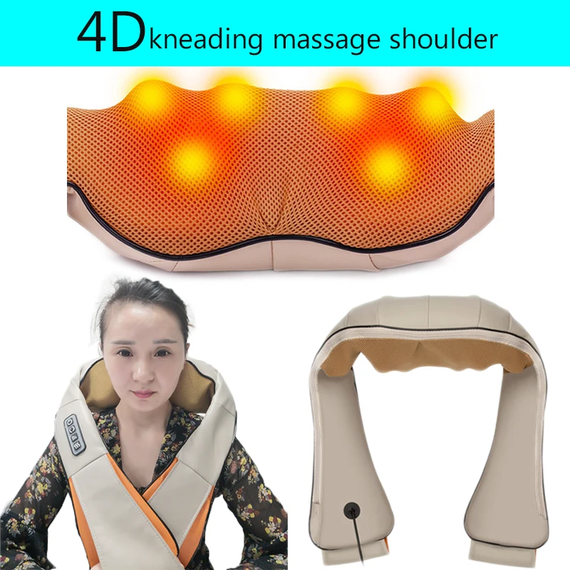 U Shape Car/ Home Electric Heating Shiatsu Neck Massager Cape Infrared Kneading Therapy Ache Shoulder Back Massageador Relax