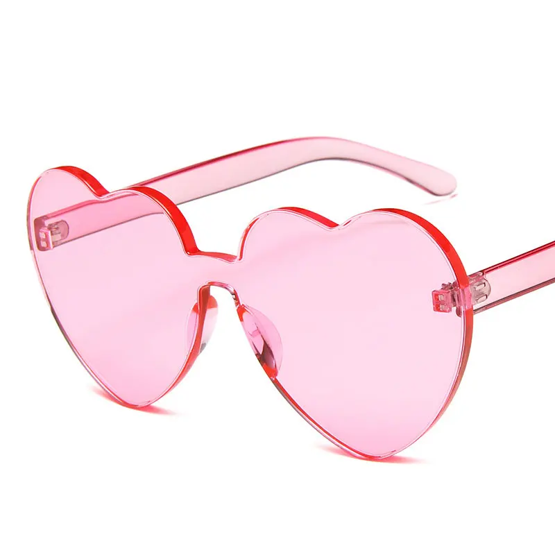 

2019 New trend heart-shaped ladies Women sunglasses cute jelly color Siamese glasses popular multicolor famous brand Lightweight