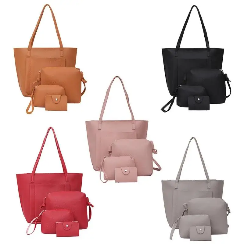 4 шт., набор женских сумок с верхней ручкой, большая Вместительная женская сумка, модная сумка на плечо, сумочка, женская сумка из искусственной кожи, сумка через плечо