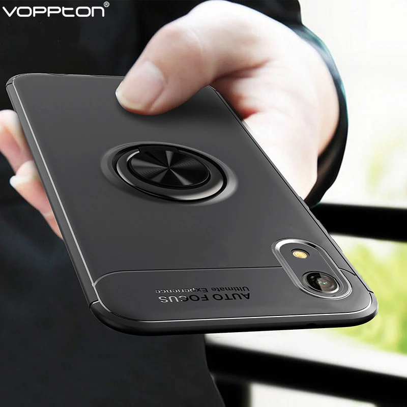 Voppton For Huawei Honor 8A Case Metal Finger Ring Soft TPU Silicone Back Cover Phone honor Holder Fundas Capa |