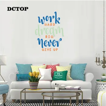 

DCTOP Work Hard Dream Big Never Give Up Art Vinyl Quote Removable Wall Stickers Wall Decals Bedroom Living Room Home Decor
