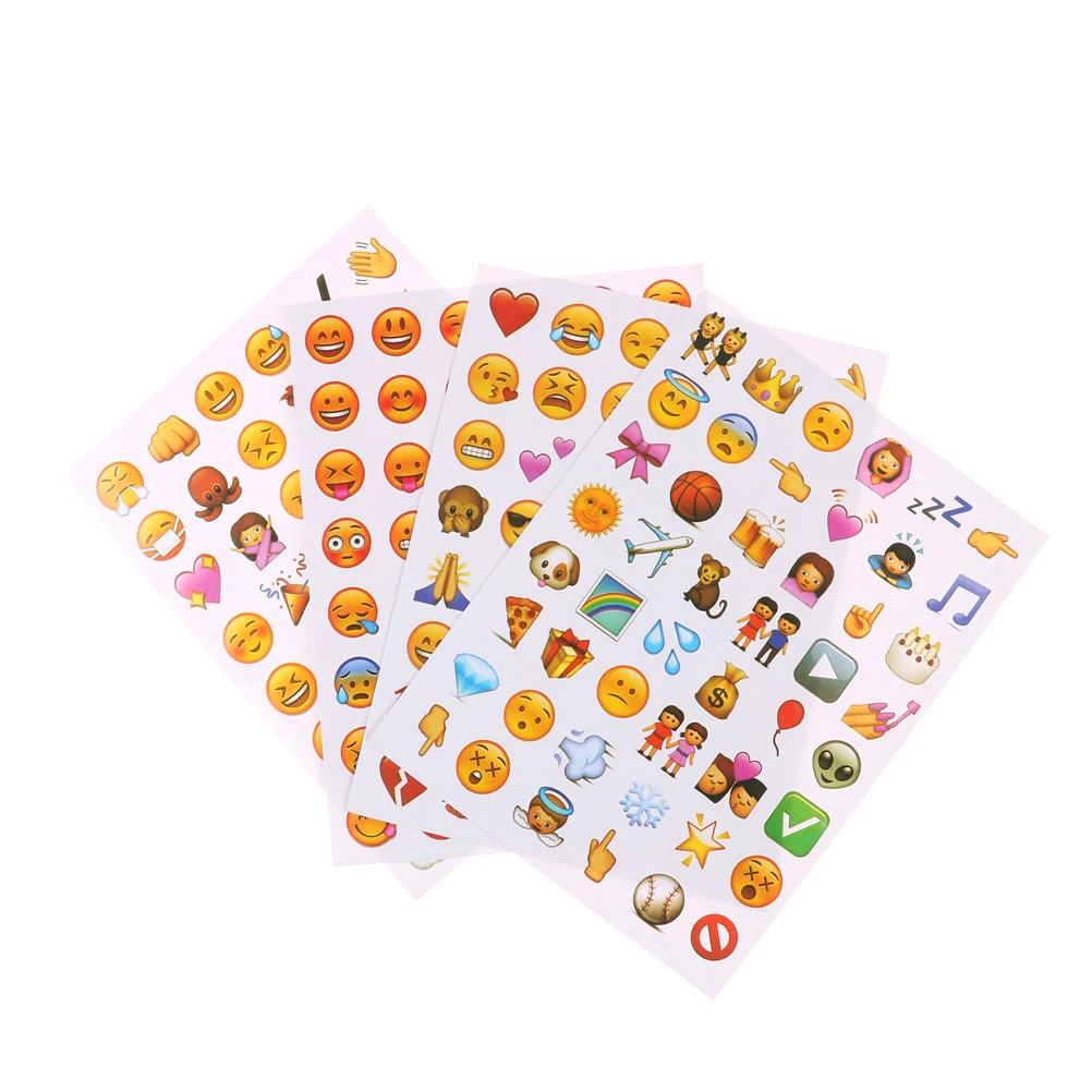 4 Sheets/Set Kawaii Scrapbooking 192 Emoji Smile Face Diary Stickers ...