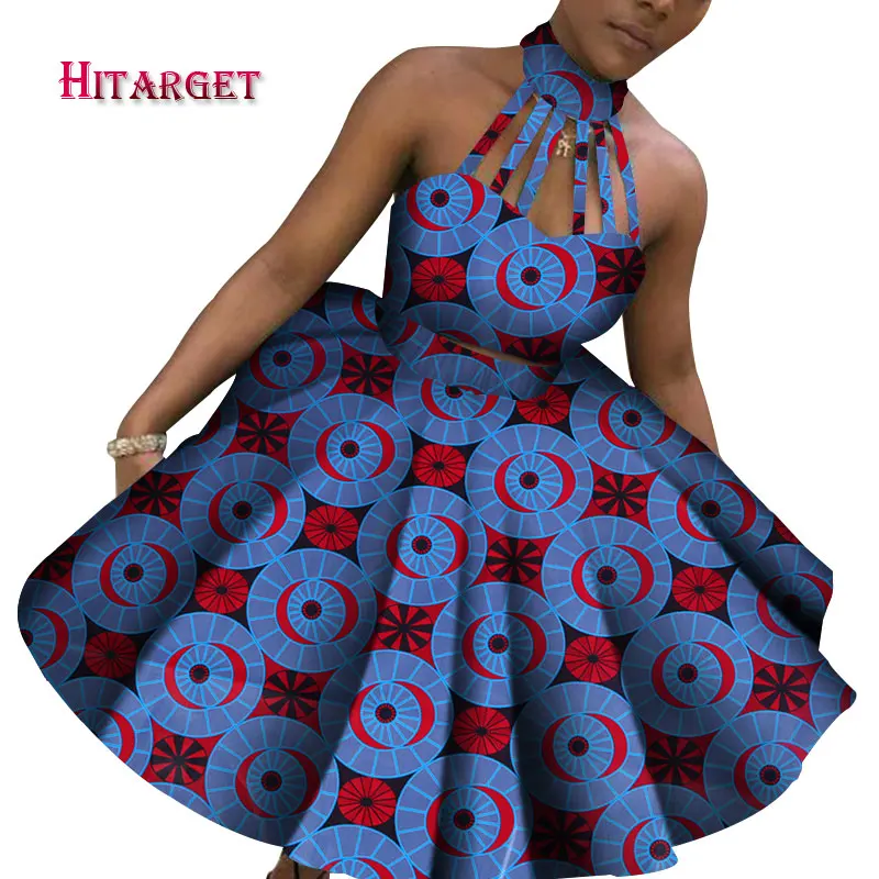 

New Arrival Top and Straight Skirt Sets African Wax Print 2 Pieces Skirt Set for Women Bazin Riche African Style Clothing WY3838