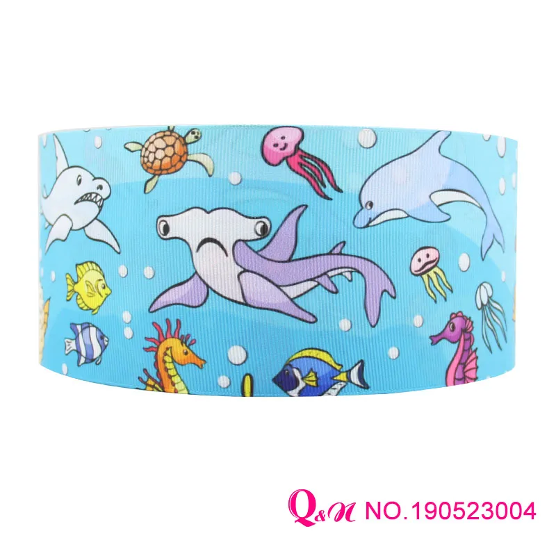 Q & N лента 50 ярдов Акула Ocean World мультфильм печатных grosgrain враг ленточный аксессуар