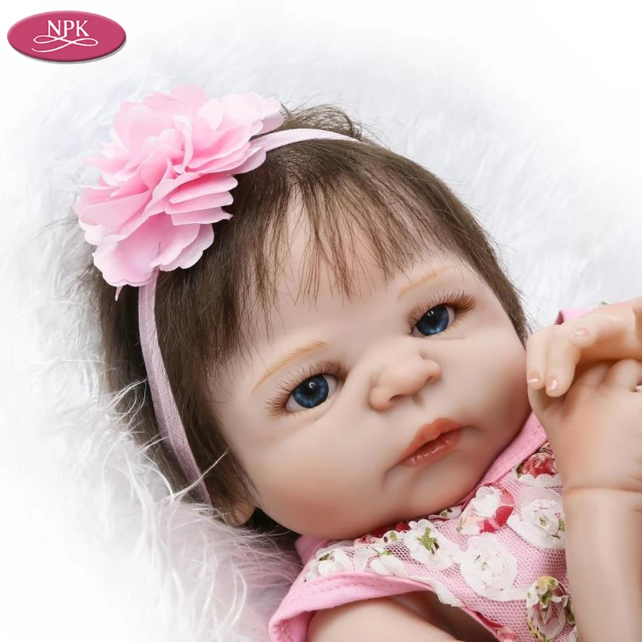 NPK 56CM Reborn Baby Girl Full Body Silicone Lifelike Doll Pink Princess 22inch Soft Vinyl Boenca Bebe Reborn Dolls Bathe Toys (1)