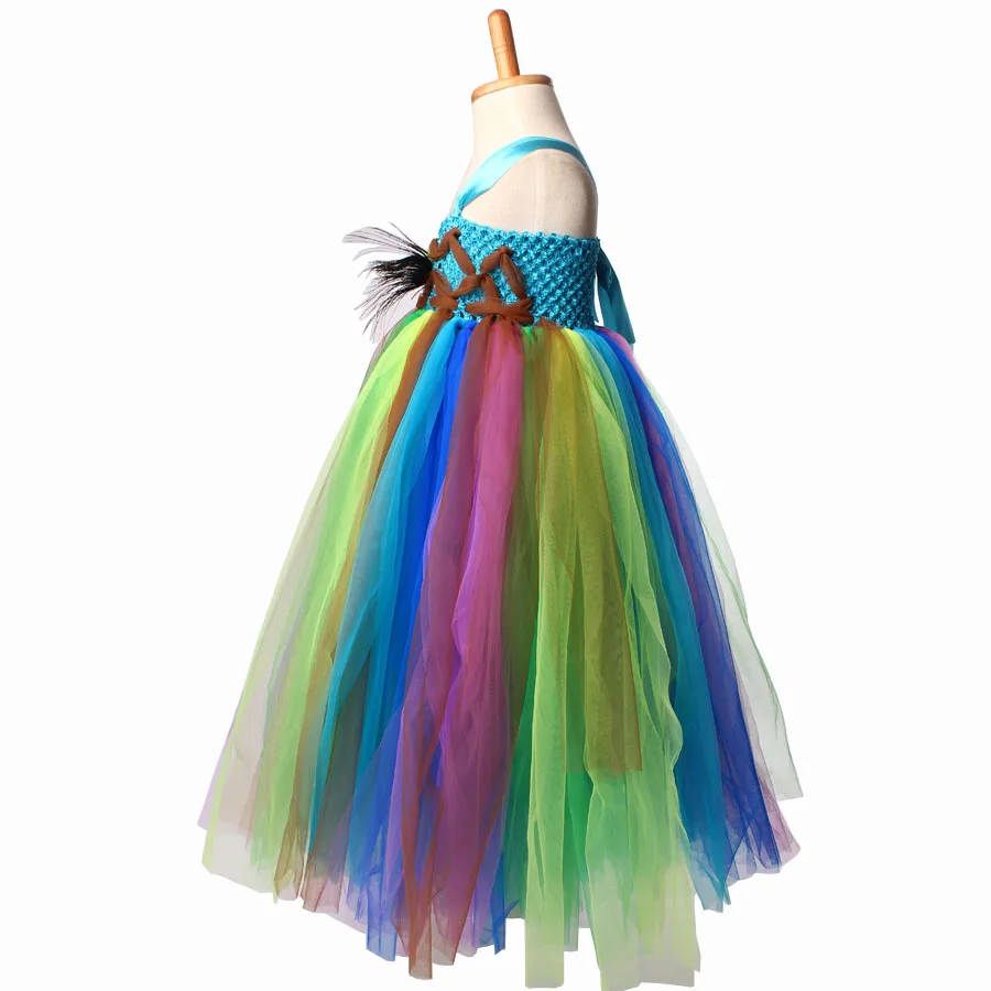Peacock Tutu Dress for Girls Kids Birthday Party Wedding Costume Children Pageant Ball Gown Flower Dresses (8)