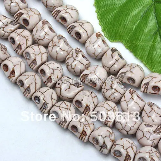 

fahion 10x12mm White Howlite stone beads diy Carved Skull Loose Beads tb1010