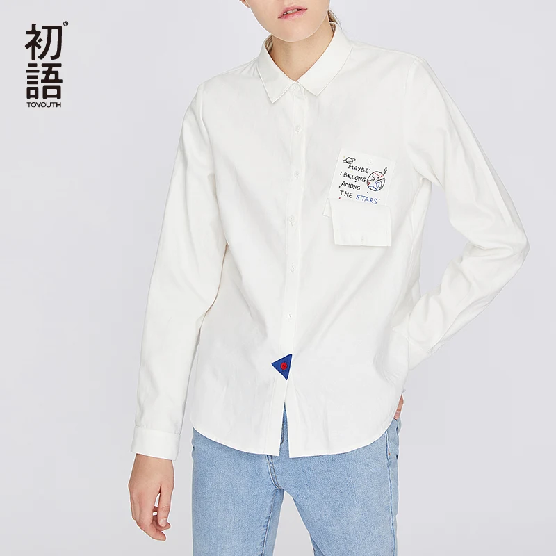 

Toyouth White Autumn Blouse Casual Turn Collar Shirts Womens Long Sleeve Tops And Blouses Korean Blouse 2019 Camisas Mujer Blusa