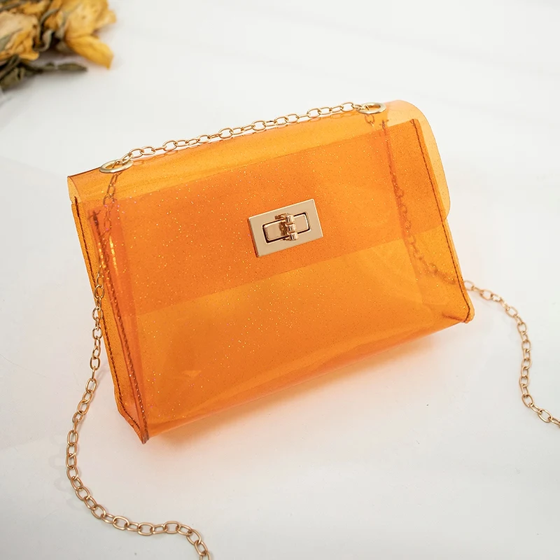 Желейная сумка, блестящая, конфетного цвета, сумка через плечо, для девушек, любимые вечерние сумки, сумка через плечо, пляжная сумка, оранжевая