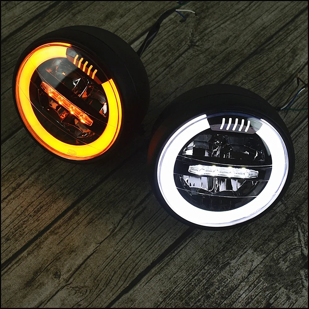 6.8 inch Universal Vintage Motorcycle LED Headlamp distance light Refit