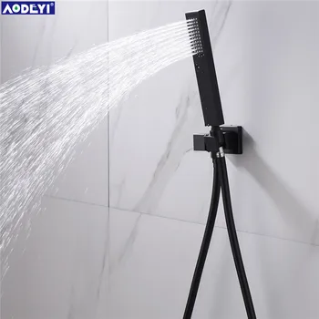 

AODEYI Solid Brass Hand Held Shower Head Square Round Copper Handheld Sprayer Wall Connector 1.5M PVC Bathroom Tool