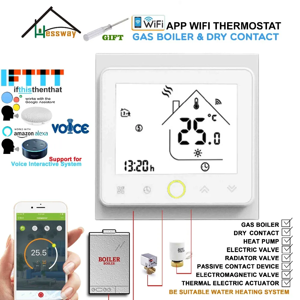 ЕС 3A клапан радиатора связь контроллер беспроводной настенный газовый котел термостат wifi для сухого контакта и пассивного контакта