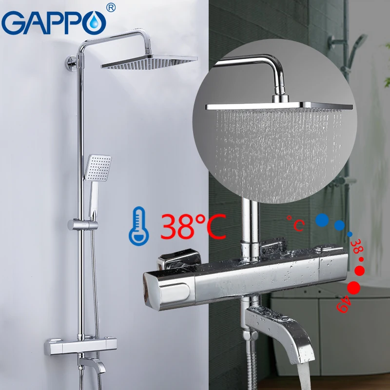 GAPPO Смесители для ванны термостатический душевой набор настенный смеситель для ванной комнаты хромированный кран водопад Смесители для душа термостат краны