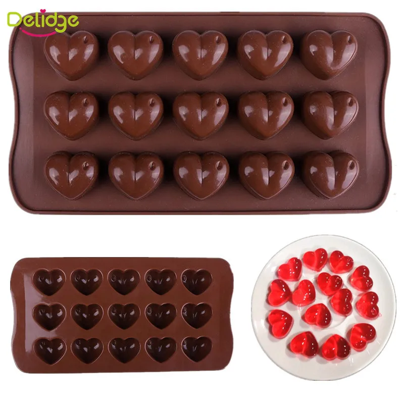 Delidge 1 шт. 15 с отверстиями в форме сердца шоколадные формы DIY силиконовые украшения торта Желе Льда любовь подарок шоколадные формы инструменты для выпечки