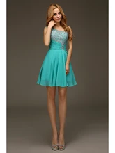 Kurze Brautkleider Jade Eine Schulter A-line Perlen Chiffon 2016 Junioren Club Cocktailkleider Mit Straps cd9997
