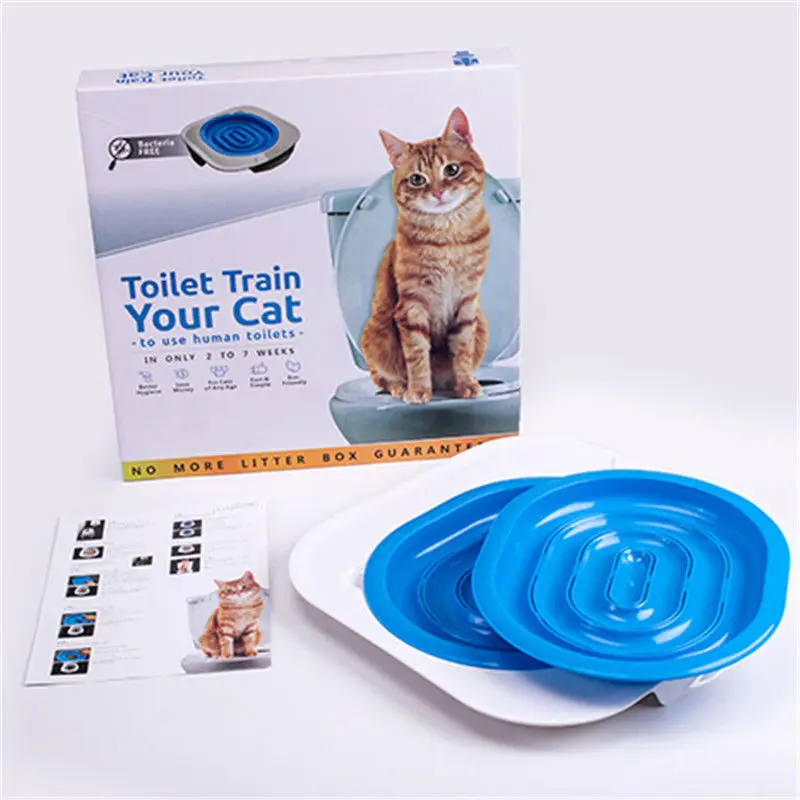 Plastic Cat Toilet Training Kit Seat Litter Tray Professional Puppy Cat Litter Mat Pet Cleaning Cat Training Supplies (5)