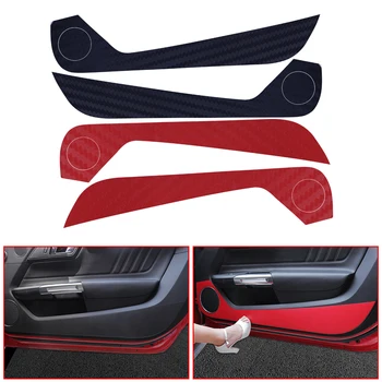 

beler 2pcs Car Carbon Fiber Door Inner Side Anti-Kick Sticker Decal Trim Fit For Ford Mustang 2015 2016 2017 2018